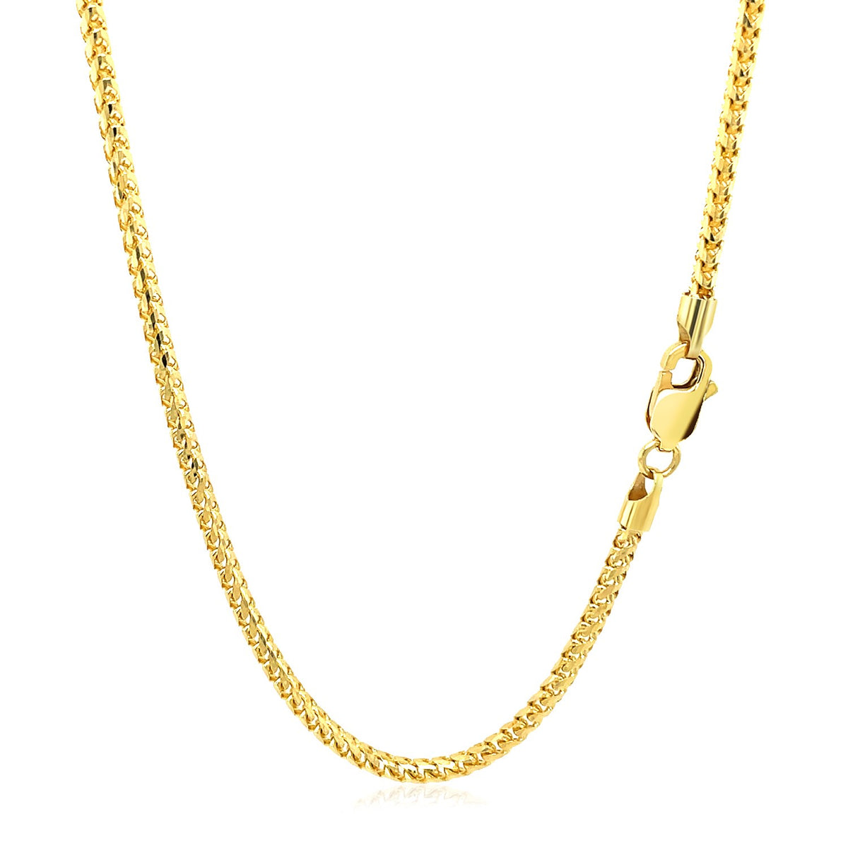 Franco chain in 14K yellow gold with the lobster clasp at the side
