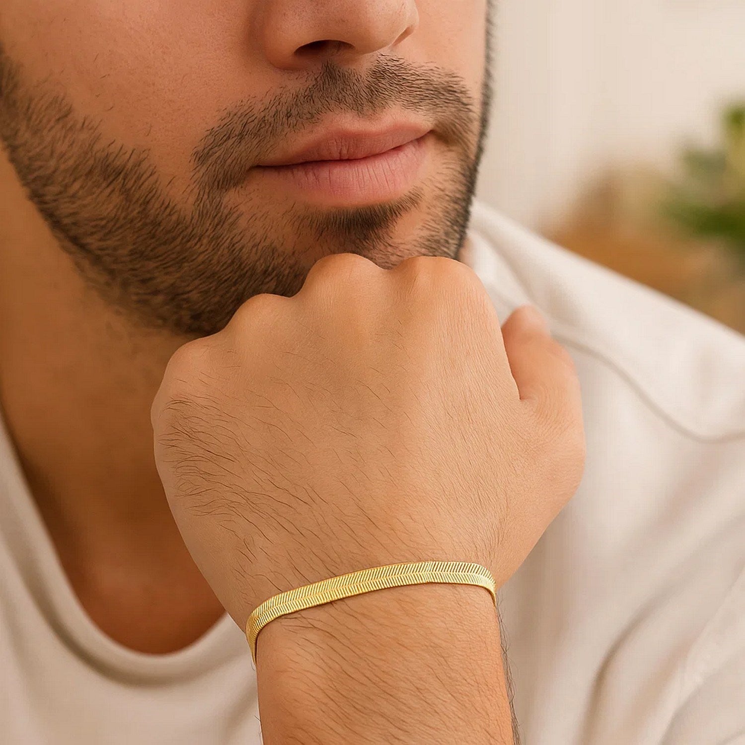 14K Yellow Gold Super Flex Herringbone Bracelet