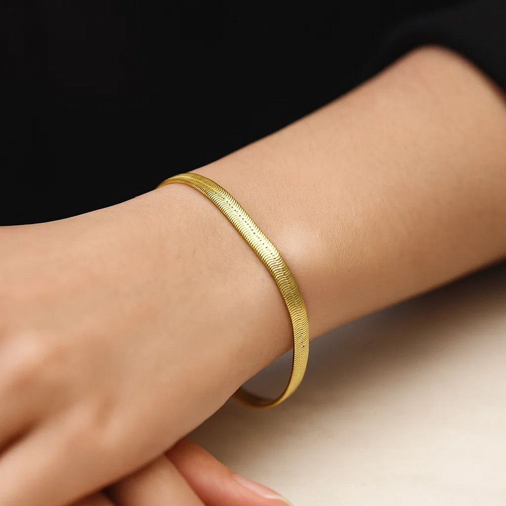 14K Yellow Gold Super Flex Herringbone Bracelet