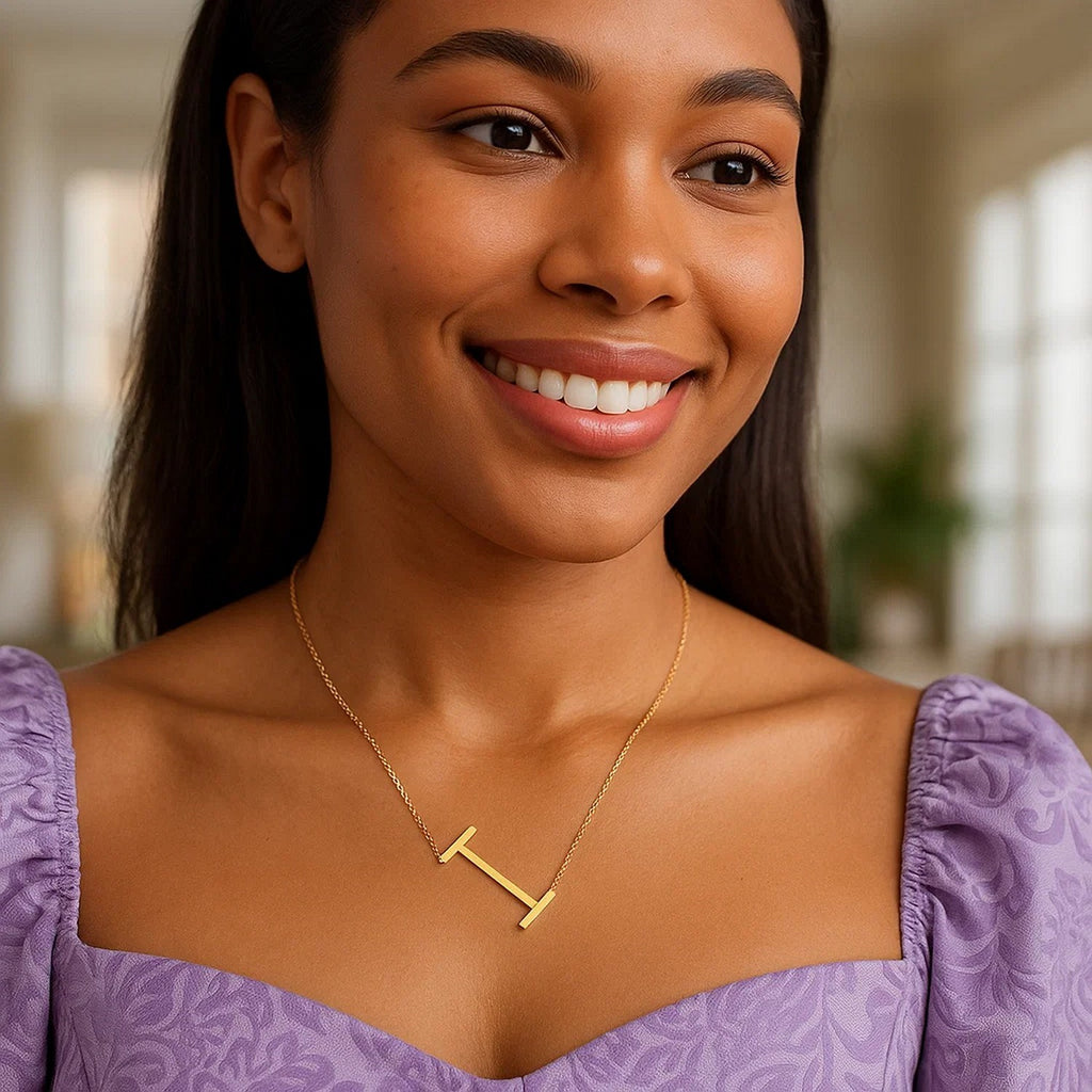 14K Yellow Gold Yours Truly Large Initial I Necklace