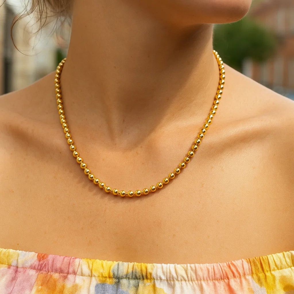 Bead Chain Necklace in 14K Yellow Gold
