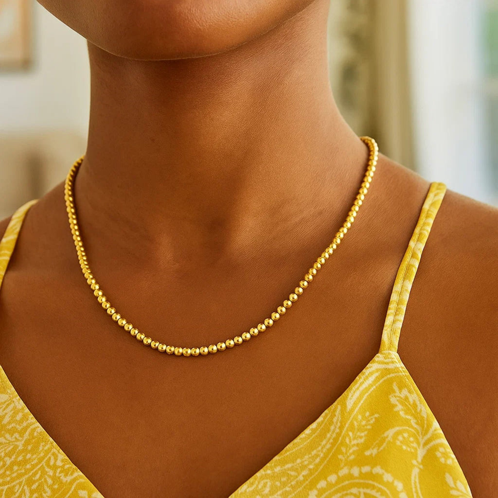 Bead Chain Necklace in 14K Yellow Gold