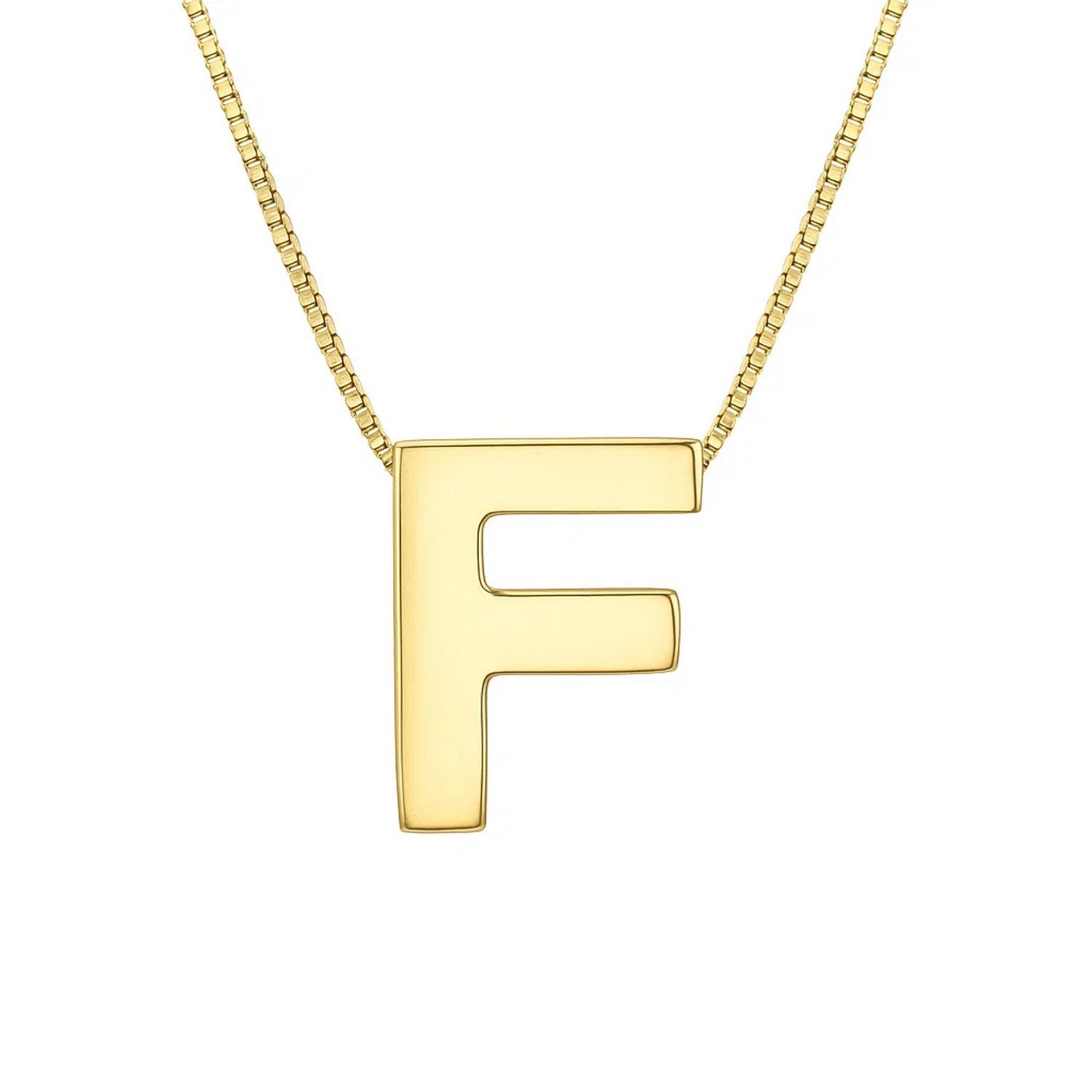 14K Yellow Gold Yours Truly Block Letter Initial F Necklace