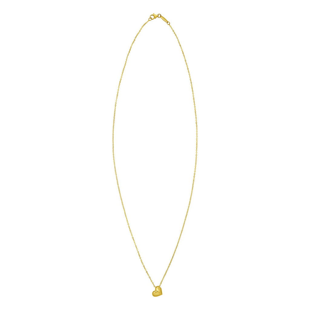 Puffed Mini Heart Pendant Necklace in 14K Yellow Gold