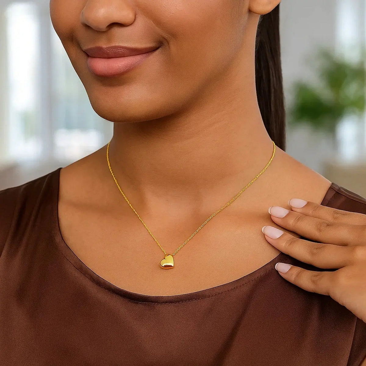 Puffed Mini Heart Pendant Necklace in 14K Yellow Gold  Pendants DEEVE
