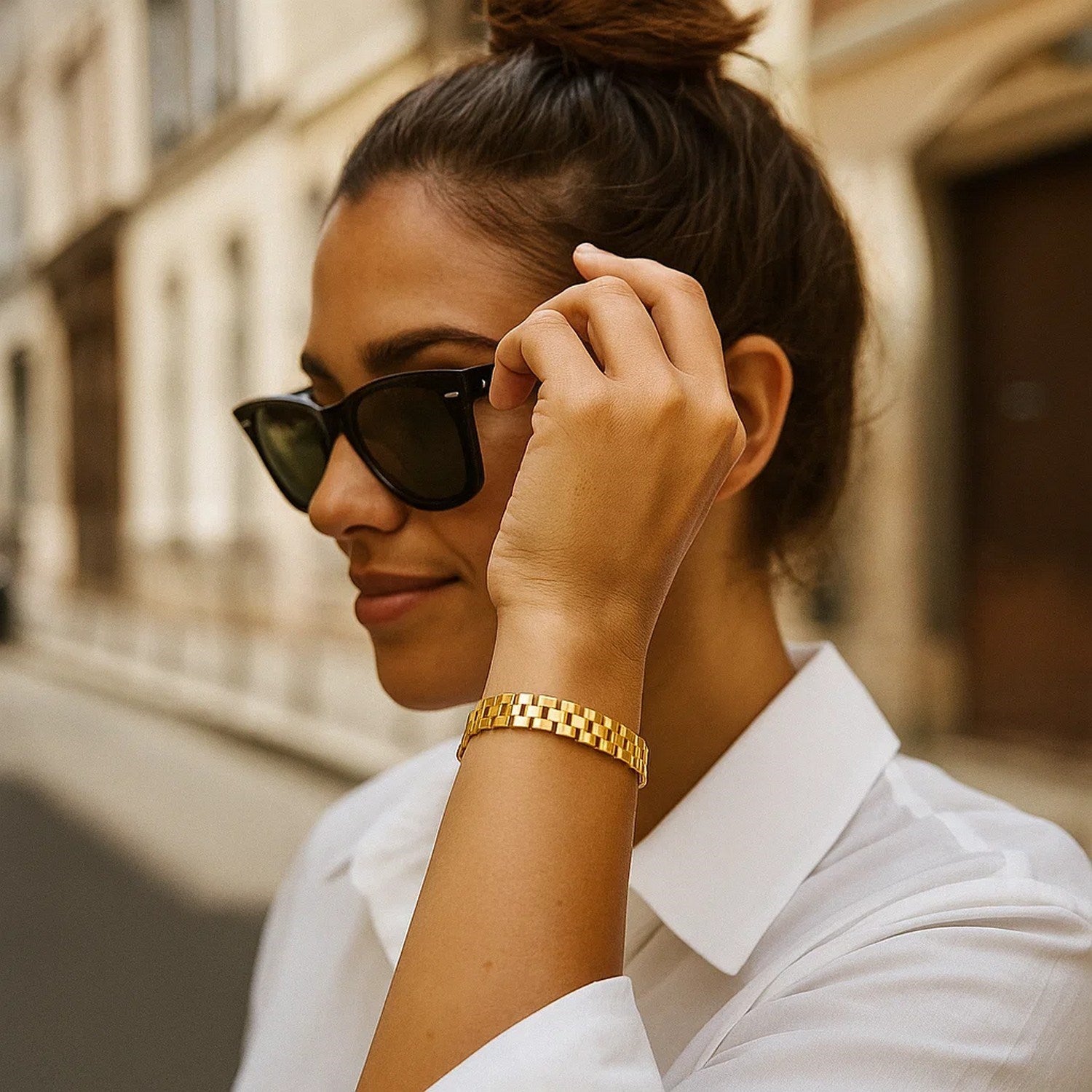 14K Yellow Gold Small Cobblestone Link Bracelet (10.00 mm)