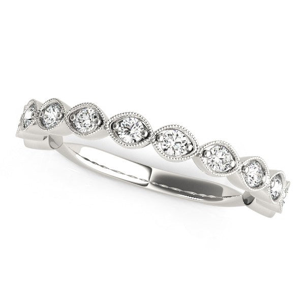 Antique-Style Diamond Wedding Band in 14K White Gold, 0.36 cttw