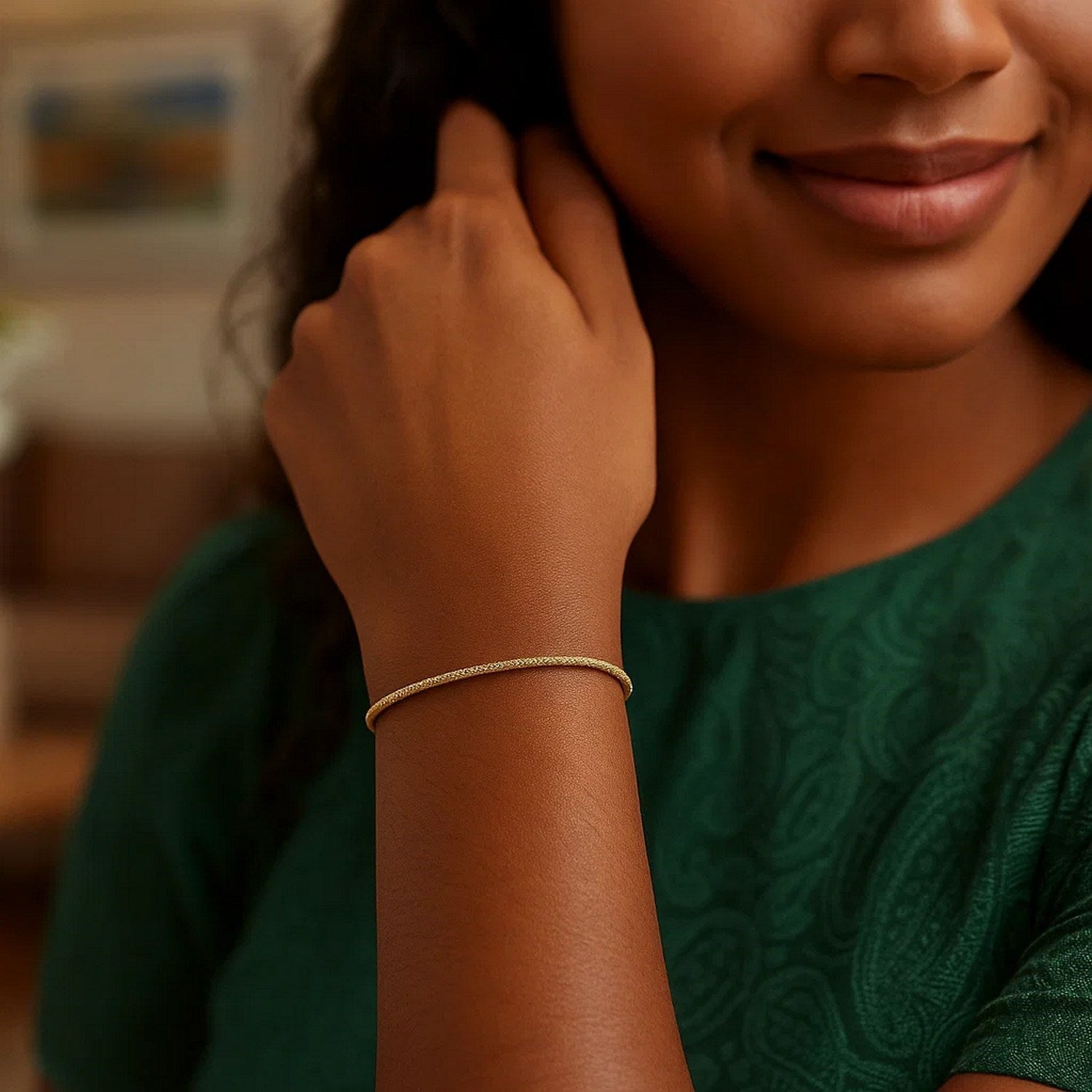 14K Yellow Gold Diamond Cut Sparkle Spring Bracelet (1.70 mm)