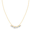 Blue and White Topaz Dancing Drop Necklace in 14K Yellow Gold - DEEVE