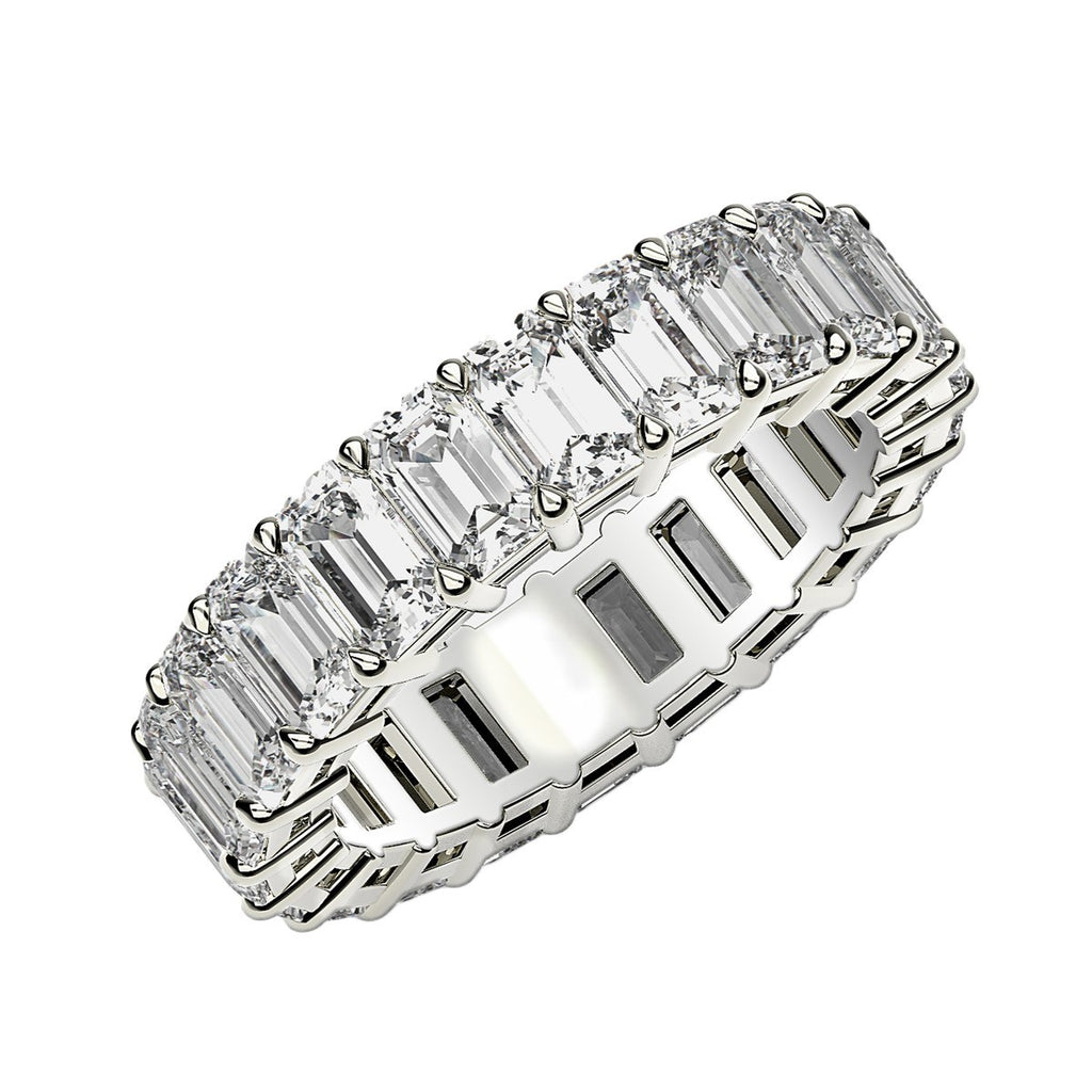 2.00ct Emerald Cut Lab Grown Diamond Eternity Ring — Side Profile, Prong Set, DEEVE