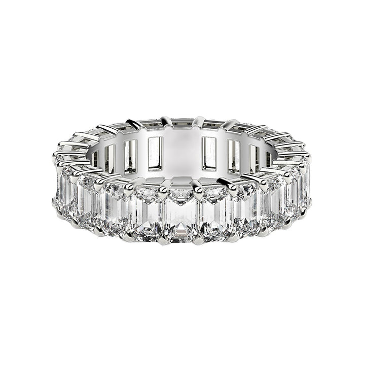2.00ct Emerald Cut Lab Grown Diamond Eternity Ring 14K White Gold — Top View, DEEVE