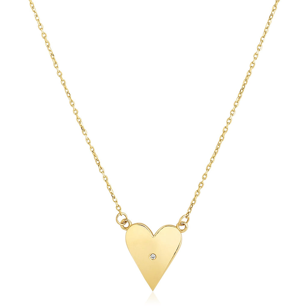 High Polish Elongated Heart Necklace in 14K Yellow Gold