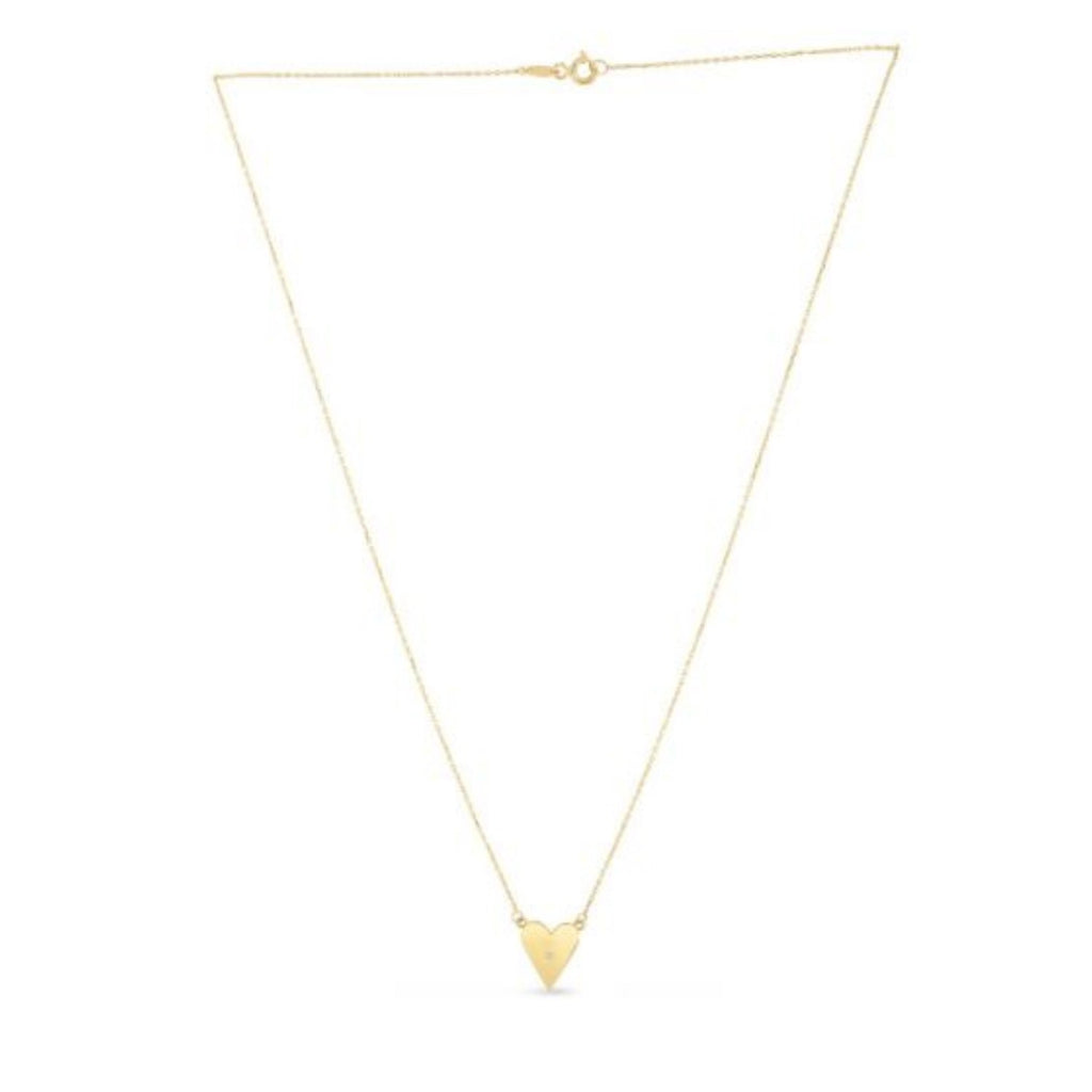 High Polish Elongated Heart Necklace in 14K Yellow Gold
