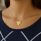 High Polish Elongated Heart Necklace in 14K Yellow Gold