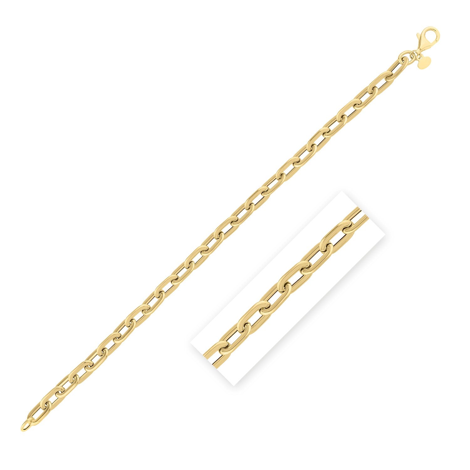 Oval Domed Paperclip Bracelet In 14K Yellow Gold