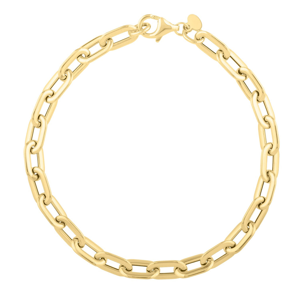 Oval Domed Paperclip Bracelet In 14K Yellow Gold