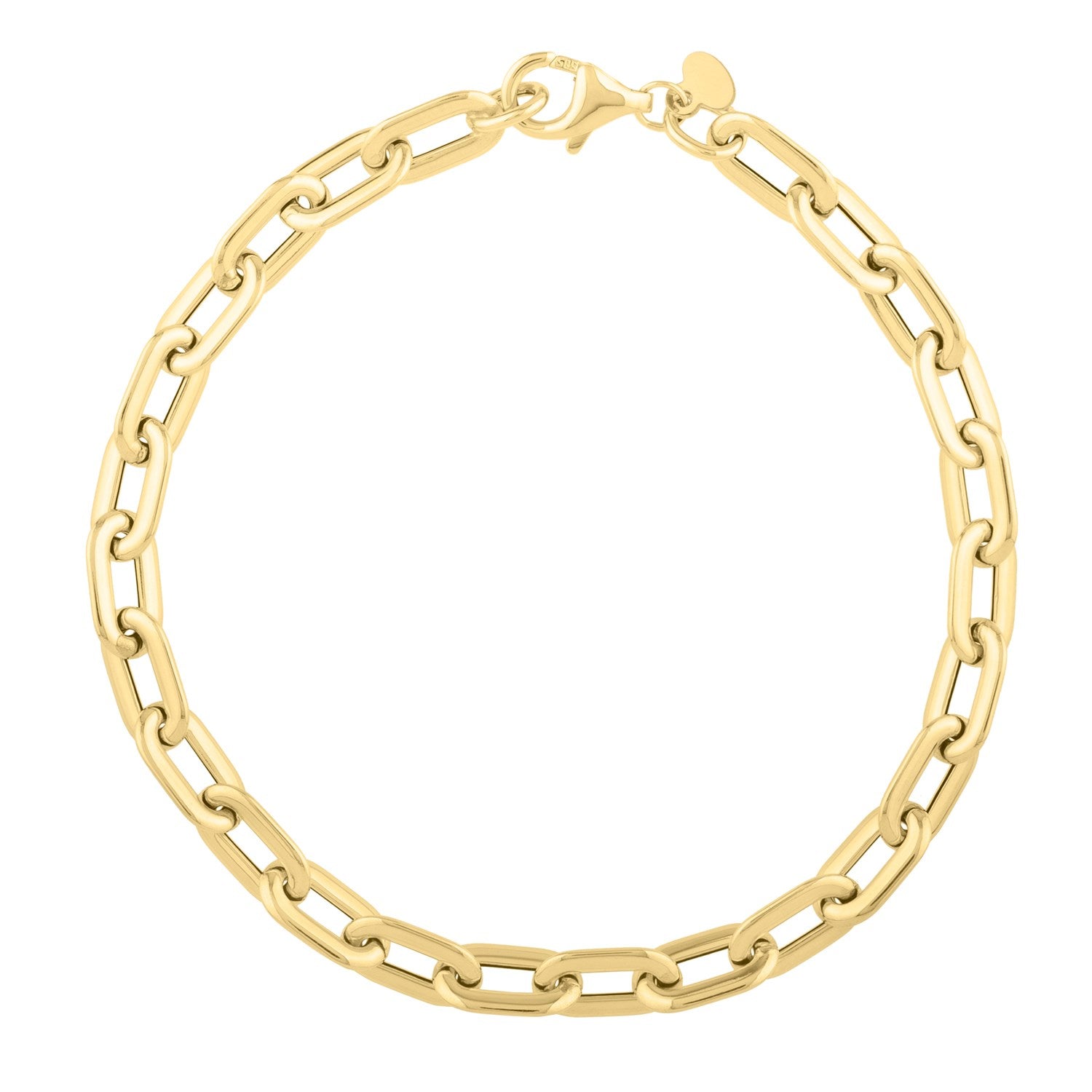 Oval Domed Paperclip Bracelet In 14K Yellow Gold