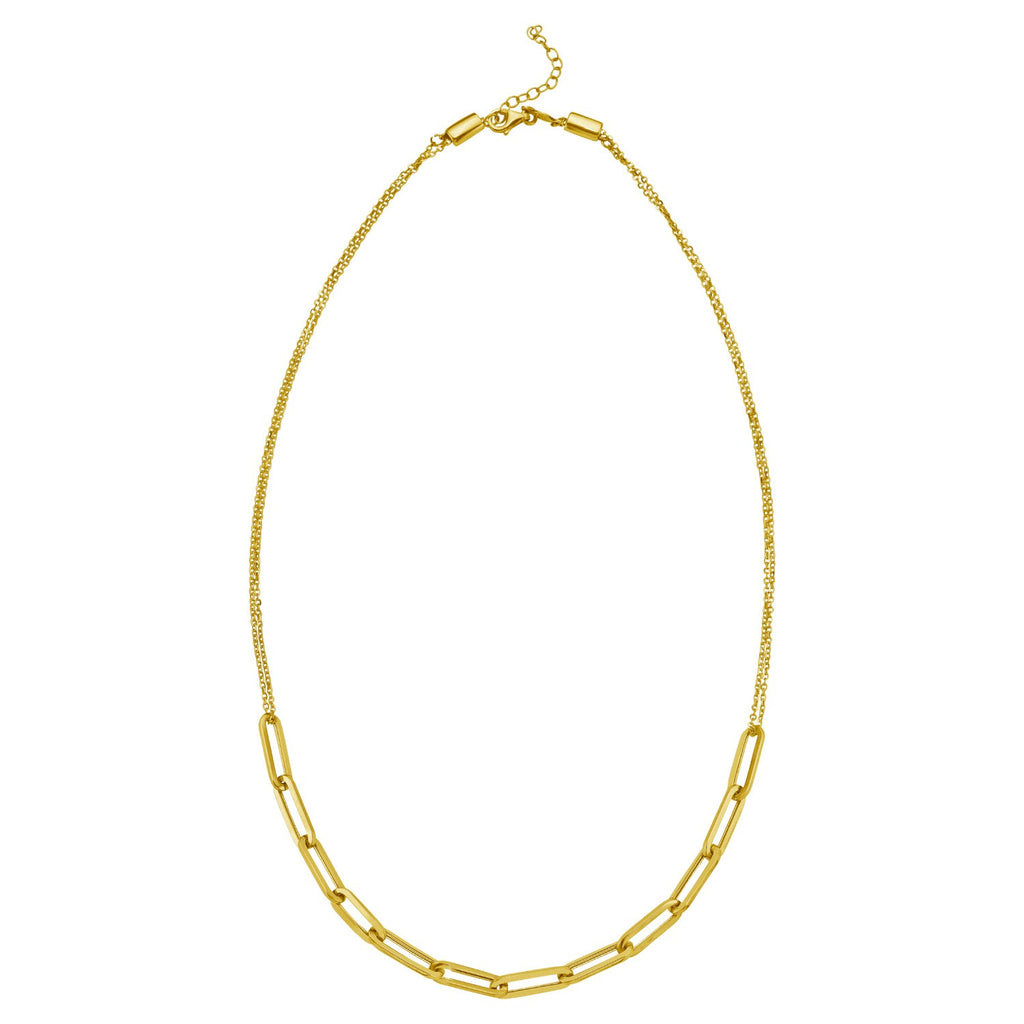 Adjustable Paperclip Link Necklace in 14K Yellow Gold