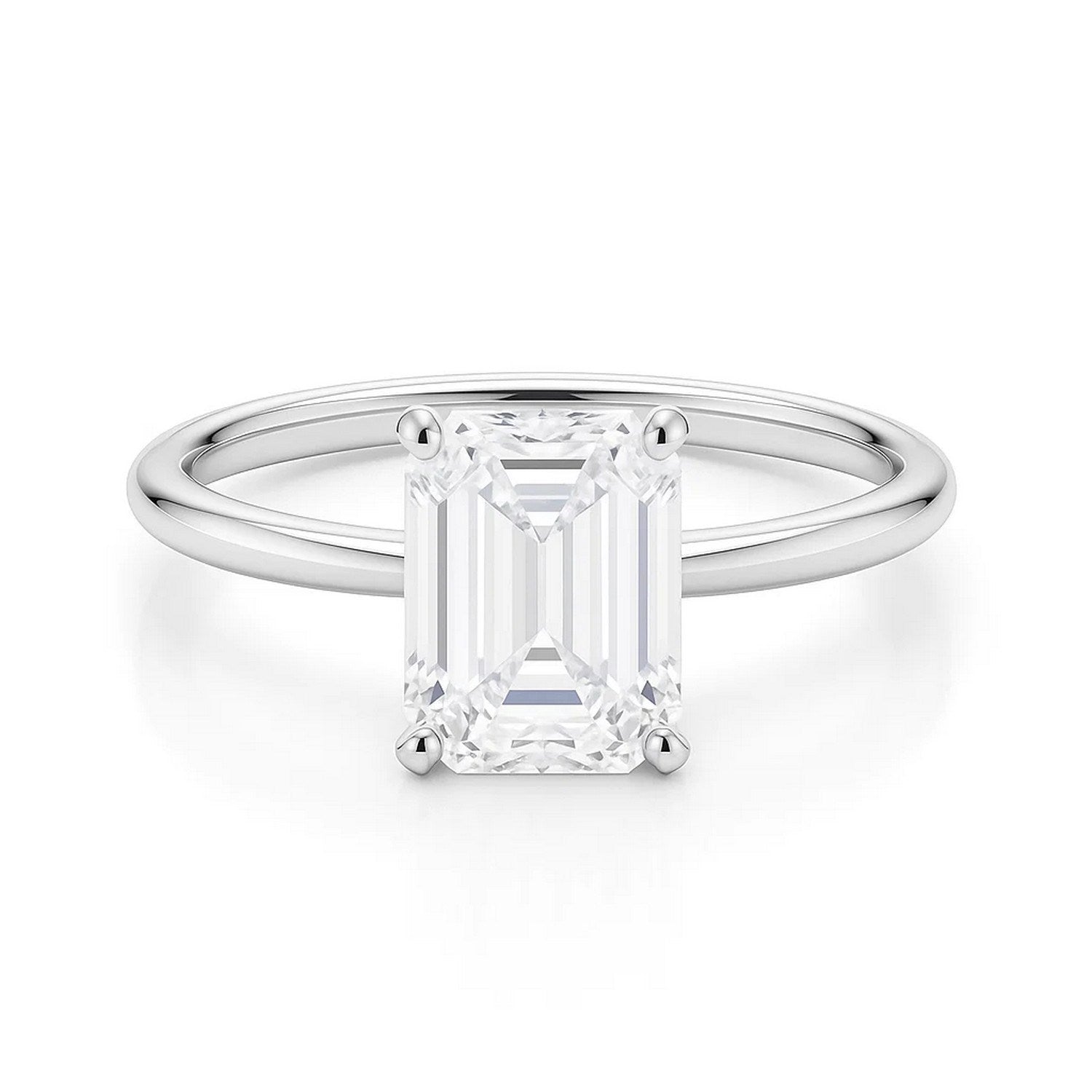 2.ct Emerald Cut Lab Grown Diamond Solitaire Ring in 14K White Gold | IGI Certified