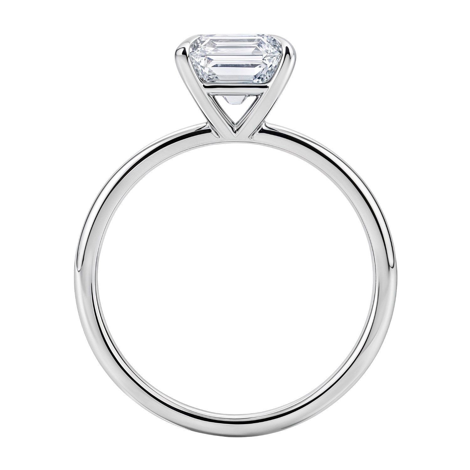 2.ct Emerald Cut Lab Grown Diamond Solitaire Ring in 14K White Gold | IGI Certified