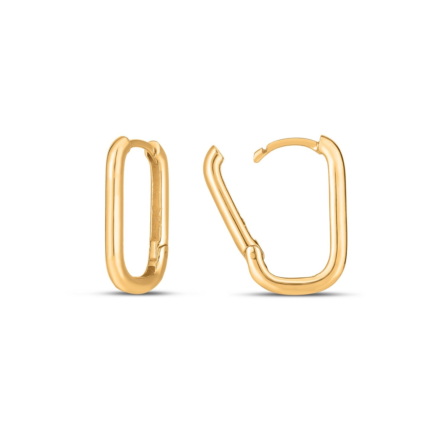 Paperclip Huggie Hoop Earrings in 14K Yellow Gold