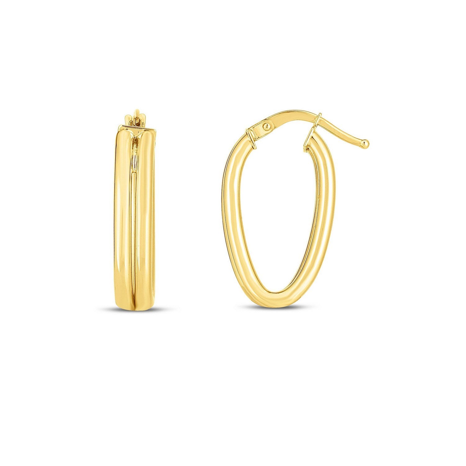 Double Oval Interlocking Hoop Earrings in 14K Yellow Gold