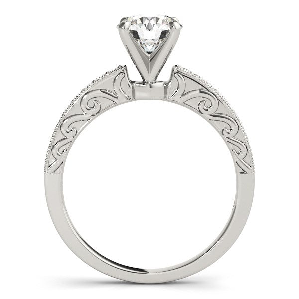 Milgrain Diamond Engagement Ring in 14K White Gold | 1.11 cttw