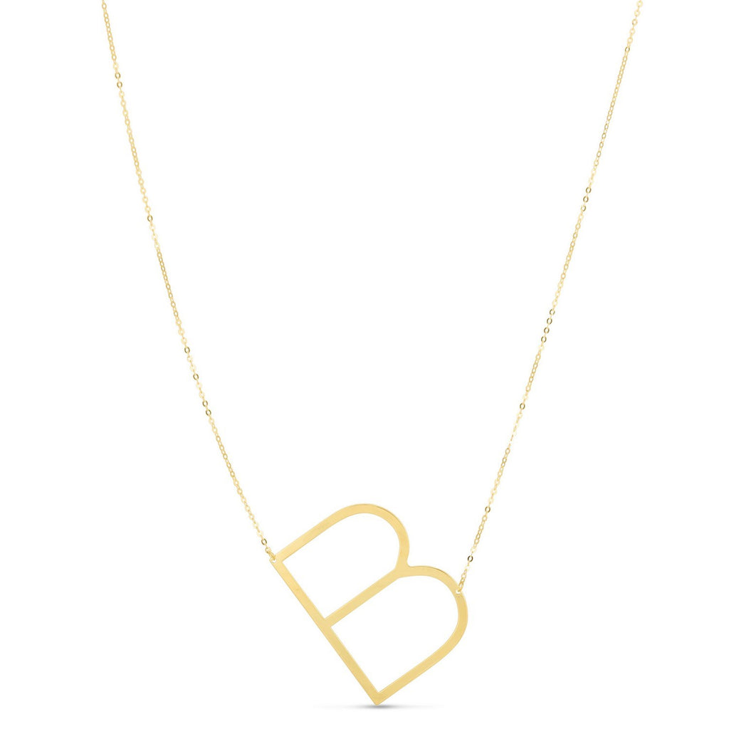 14K Yellow Gold Yours Truly Large Initial B Necklace
