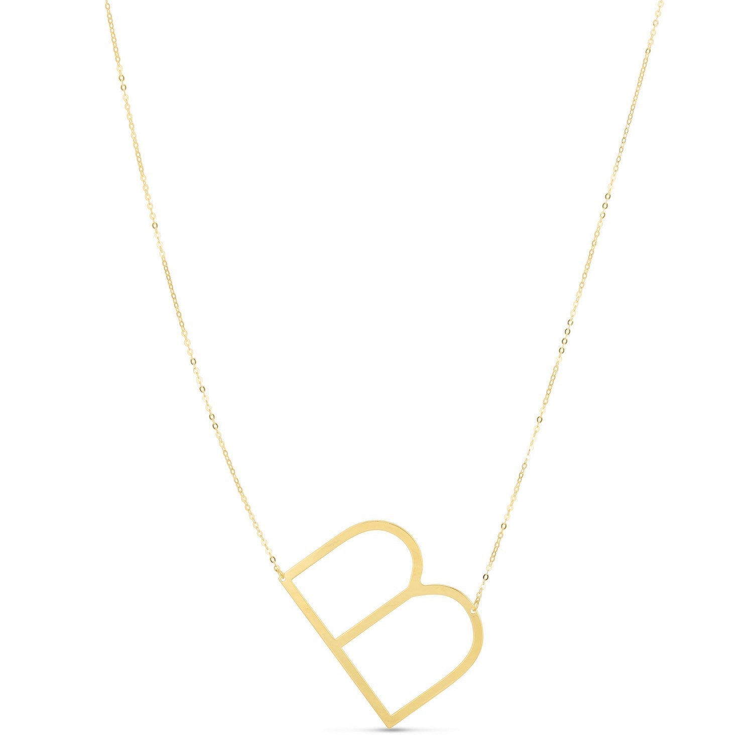 14K Yellow Gold Yours Truly Large Initial B Necklace