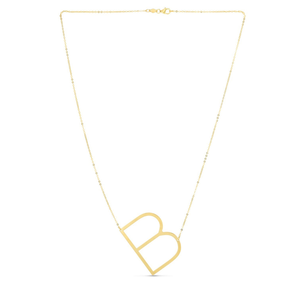 14K Yellow Gold Yours Truly Large Initial B Necklace