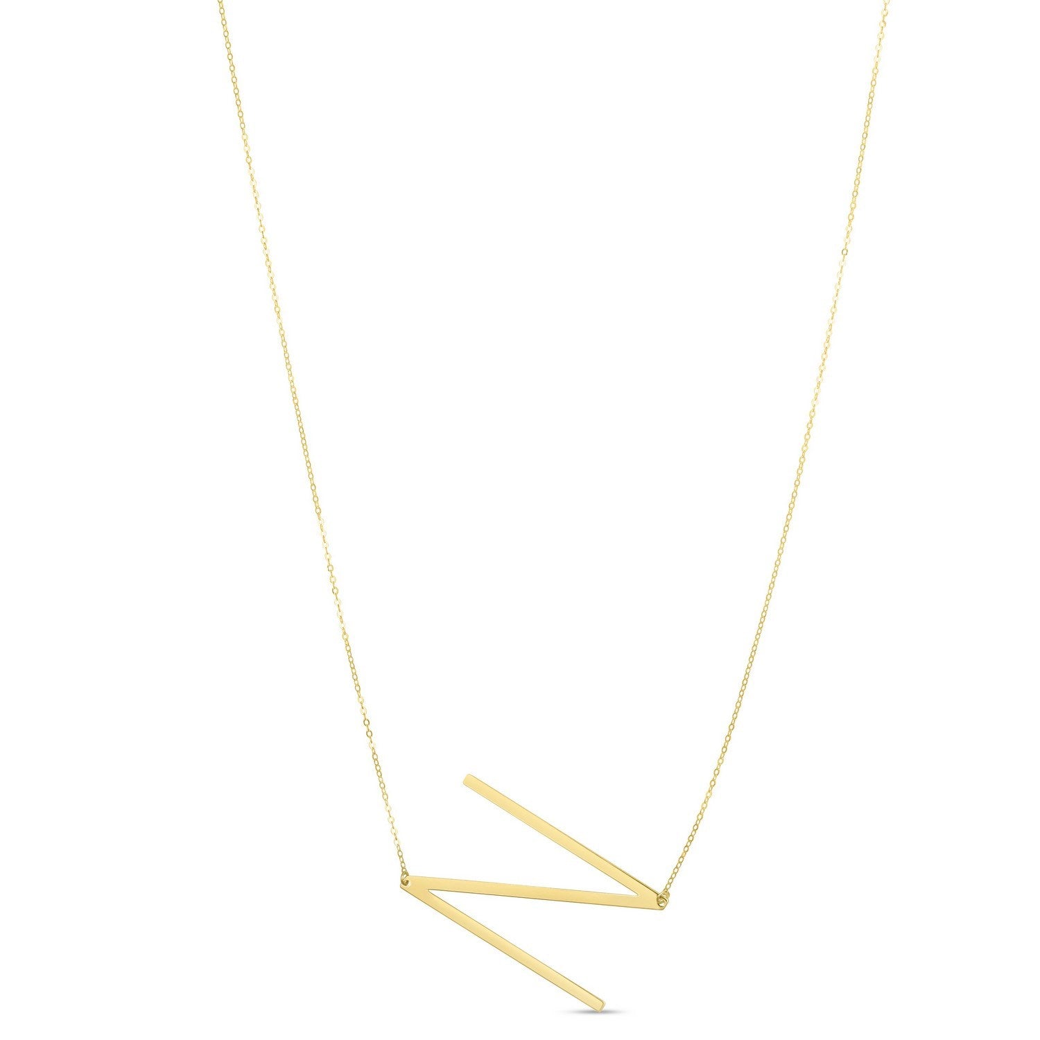 14K Yellow Gold Yours Truly Large Initial N Necklace