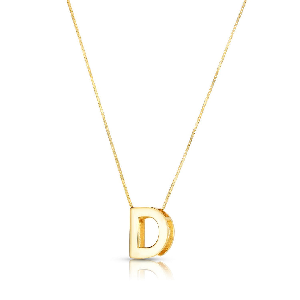 14K Yellow Gold Yours Truly Block Letter Initial D Necklace