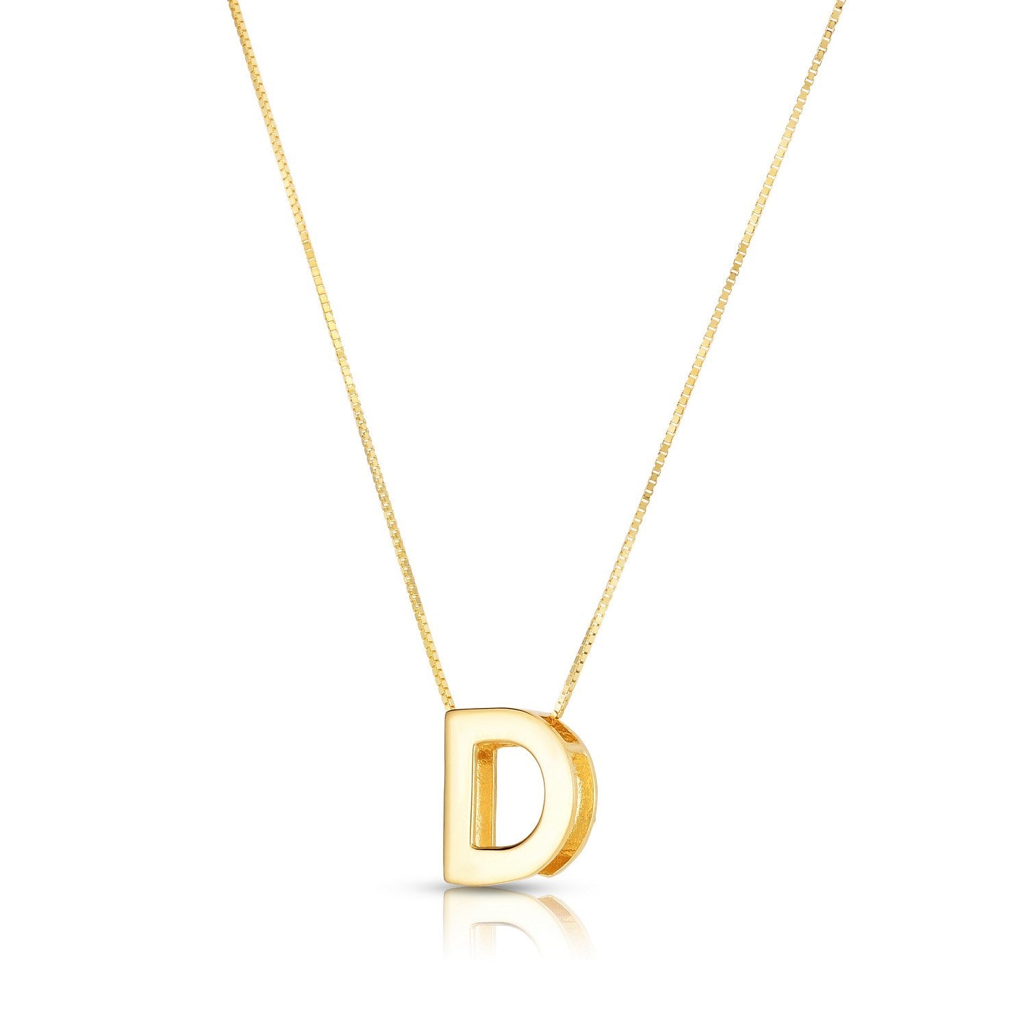 14K Yellow Gold Yours Truly Block Letter Initial D Necklace