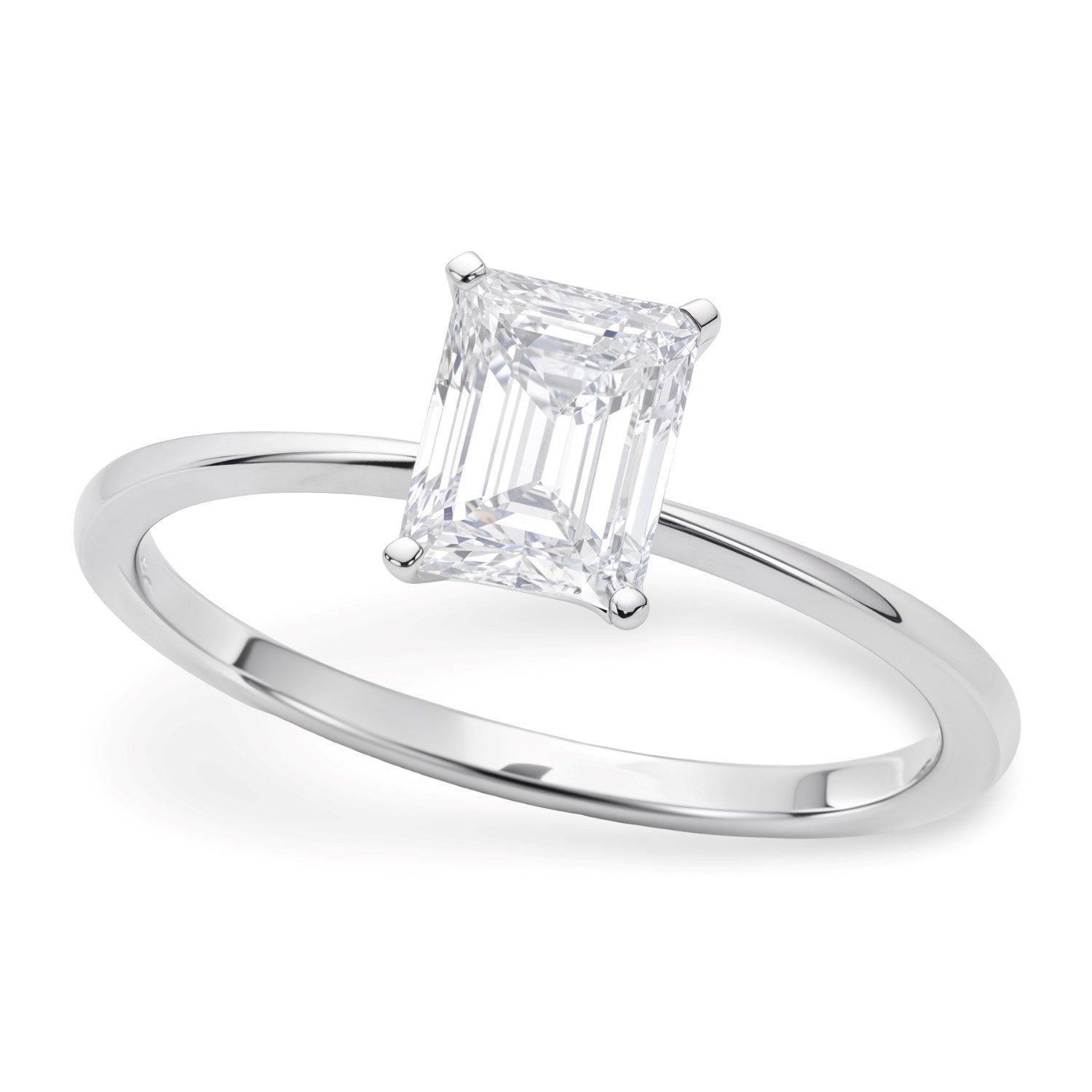 1.ct Radiant Cut Lab Grown Diamond Solitaire Ring in 14K White Gold | IGI Certified