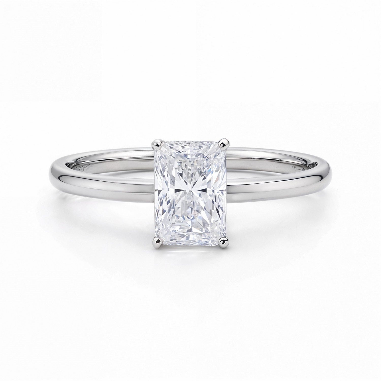 1.ct Radiant Cut Lab Grown Diamond Solitaire Ring in 14K White Gold | IGI Certified