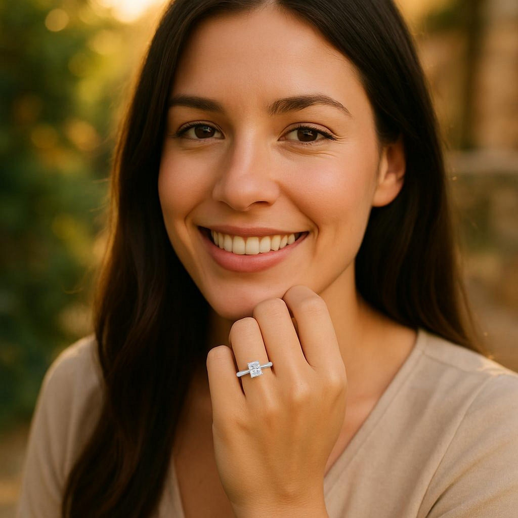 1ct Radiant Lab Grown Diamond Ring | 14K Gold