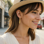 Huggie Hoop Earrings Paperclip Link Drops | 14K Gold