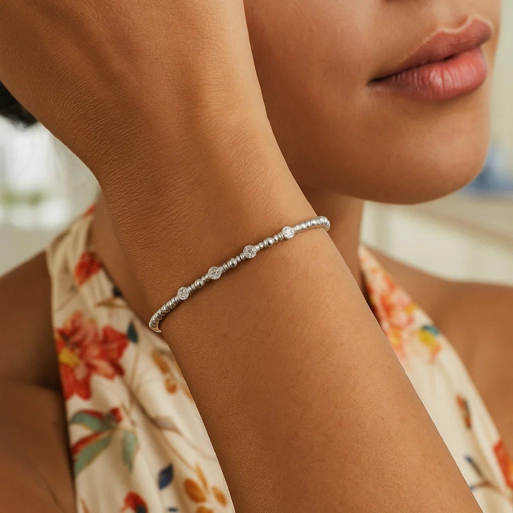 Classic Beaded Bracelet in 14K Gold