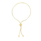 Adjustable Lariat Style Heart Motif Bracelet in 14K Yellow Gold