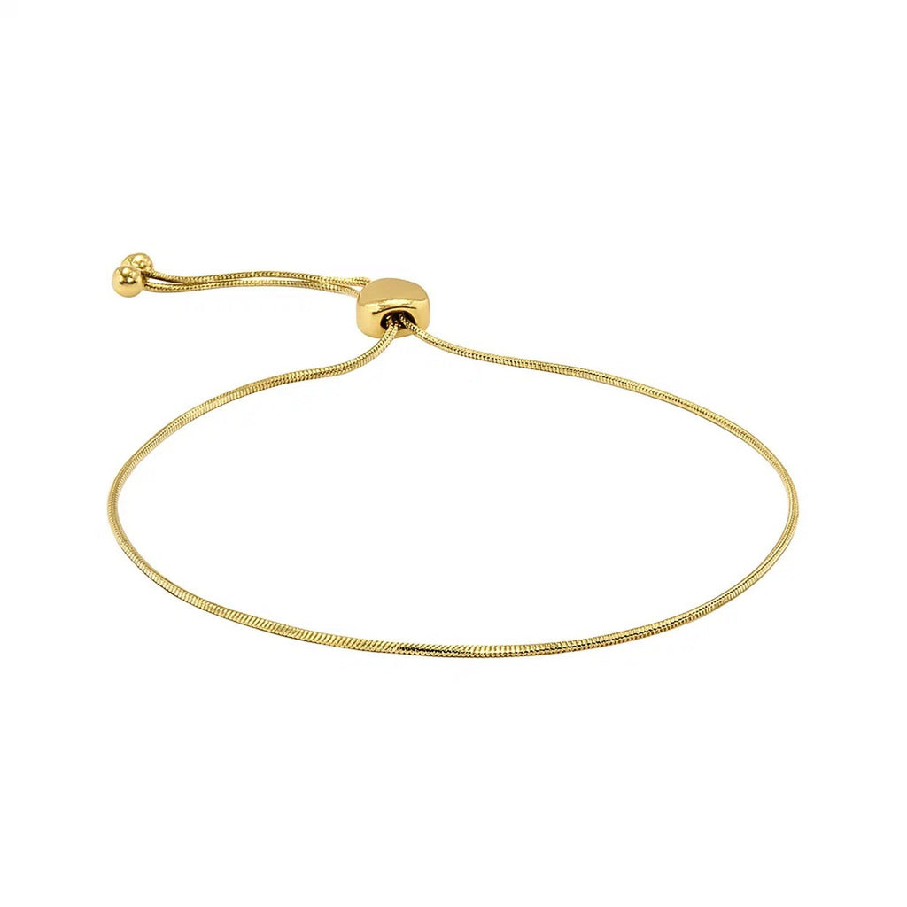 Adjustable Lariat Style Heart Motif Bracelet in 14K Yellow Gold