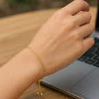 Adjustable Lariat Style Heart Motif Bracelet in 14K Yellow Gold