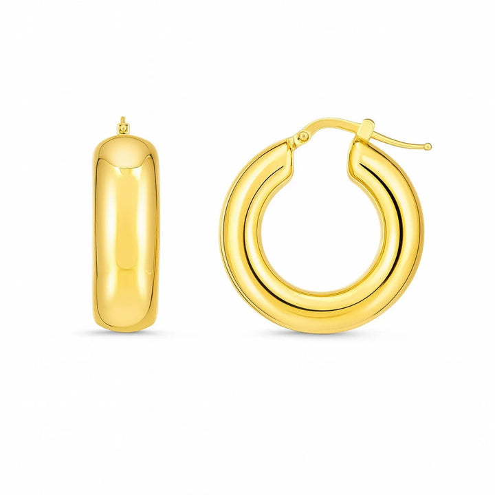 Medium Puffy Hoops | 14K Gold  Hoop Earrings DEEVE