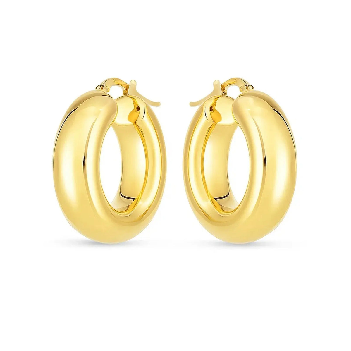 Medium Puffy Hoops | 14K Gold  Hoop Earrings DEEVE
