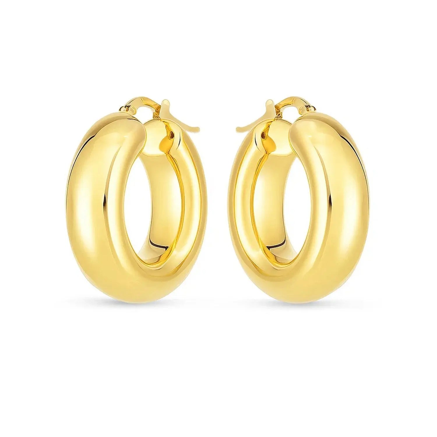 Medium Puffy Hoops | 14K Gold  Hoop Earrings DEEVE