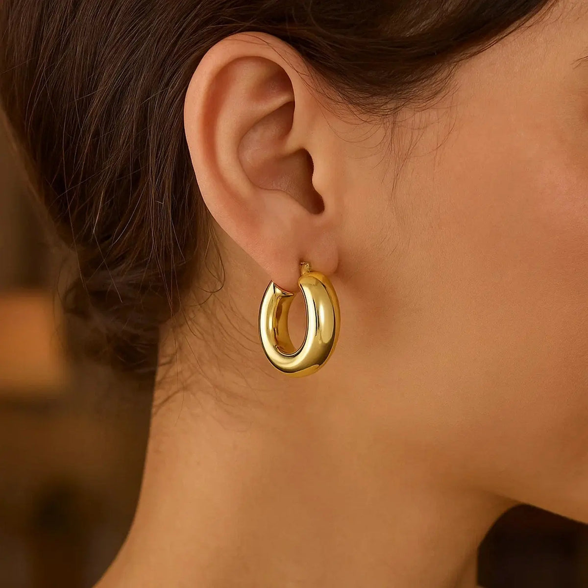 Medium Puffy Hoops | 14K Gold  Hoop Earrings DEEVE