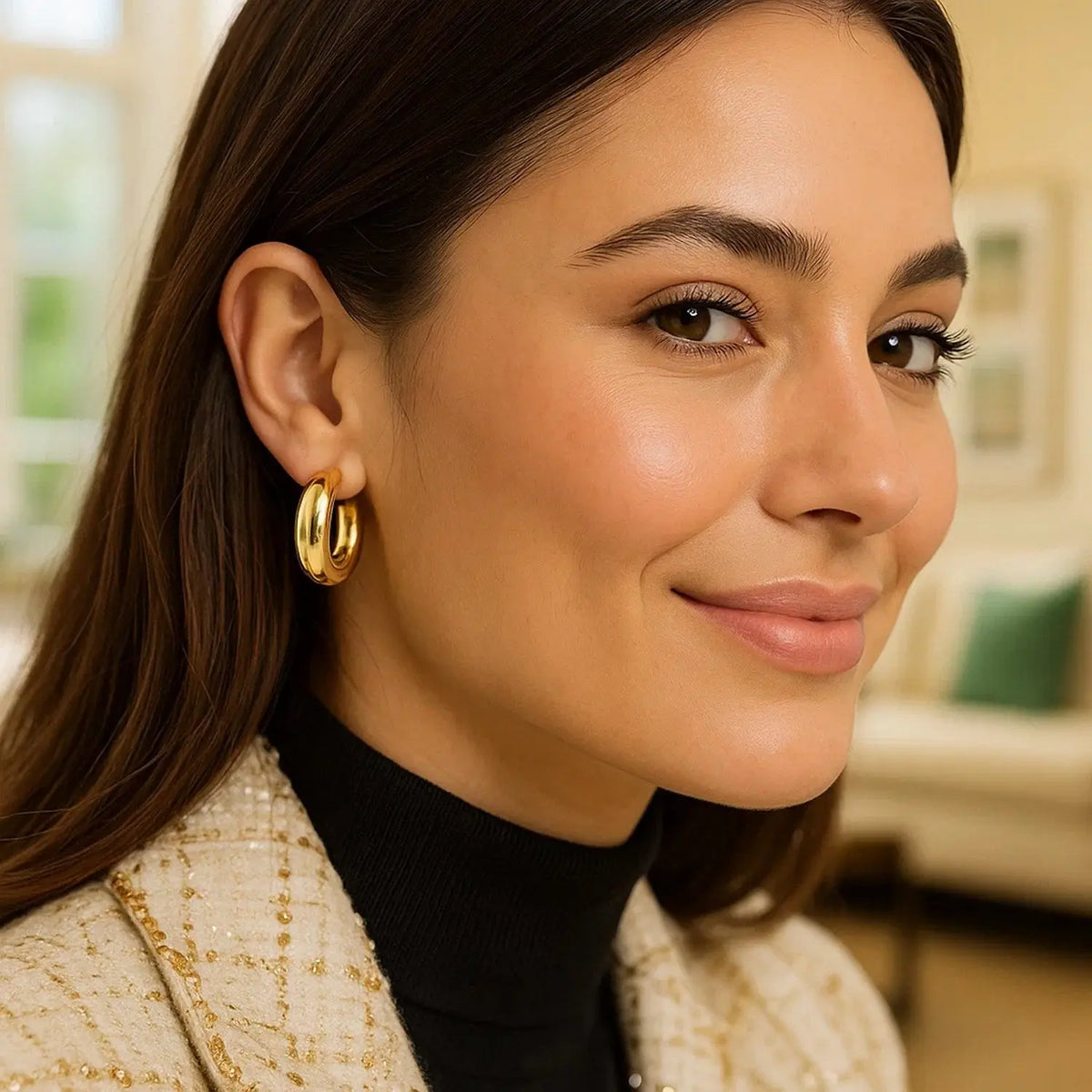 Medium Puffy Hoops | 14K Gold  Hoop Earrings DEEVE
