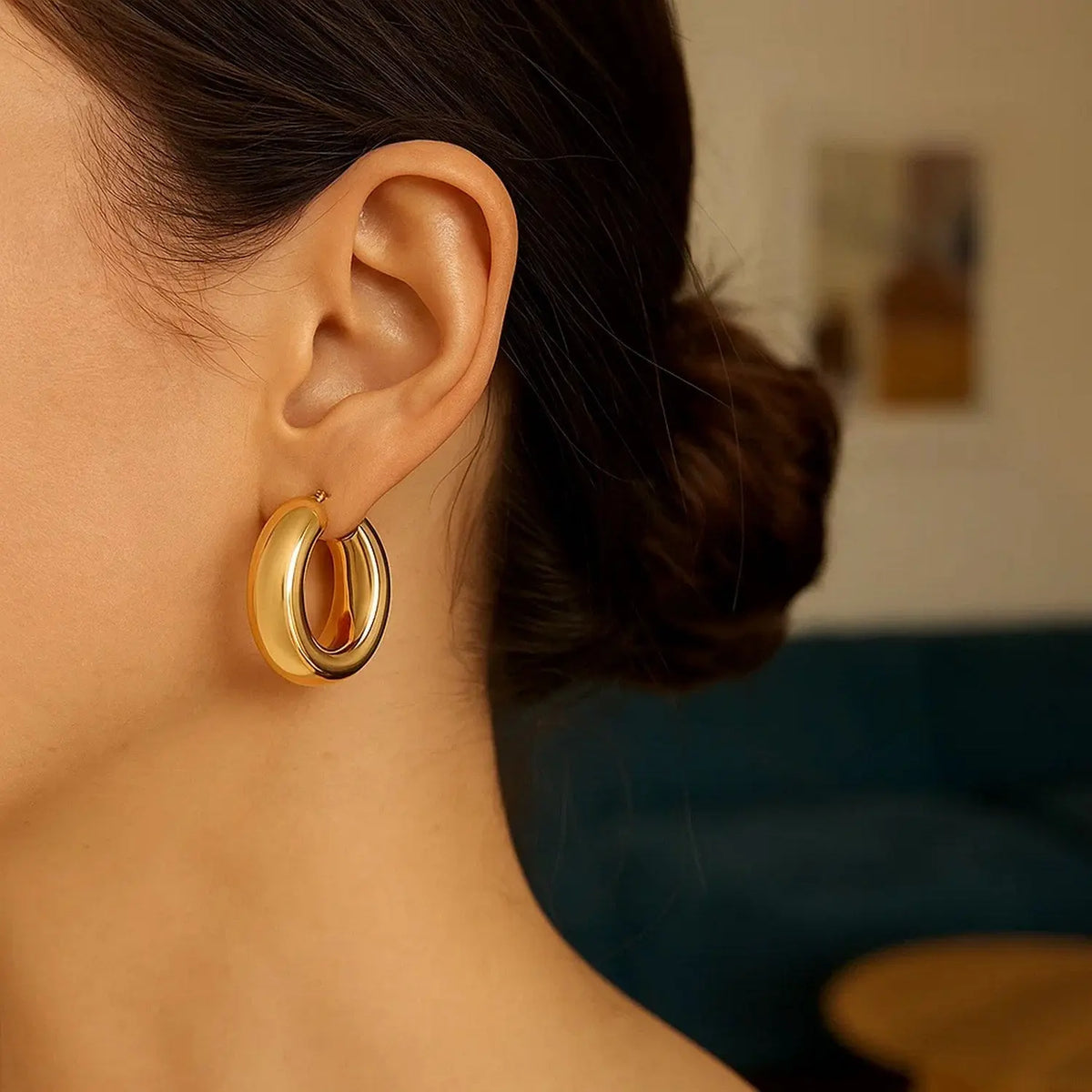 Medium Puffy Hoops | 14K Gold  Hoop Earrings DEEVE