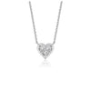 Front view of 14K white gold diamond heart pendant necklace on 16 inch cable chain