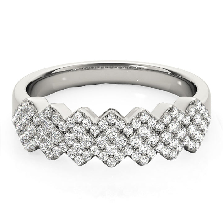 Wide Diagonal Pattern Diamond Ring in 14K White Gold