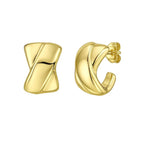 Puffed X C Hoops Earrings | 14K Gold